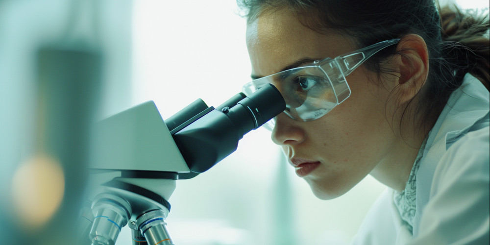 onderzoeker met microscoop